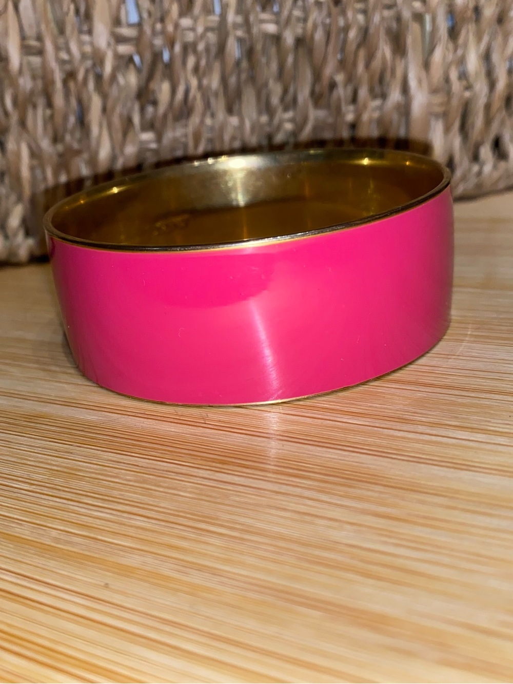 J.Crew pink and gold-tone enamel bangle bracelet Vintage Y2K